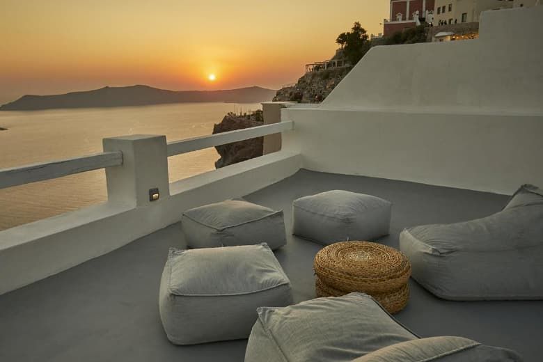 Santorin villa balcony, Fira villa balcony, Santorini villas