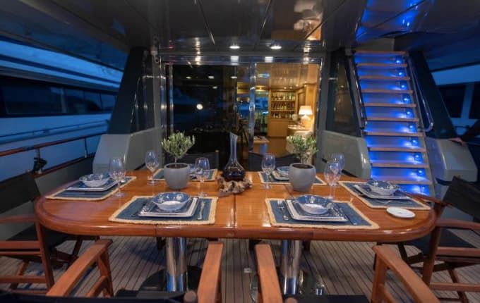 dining yacht, dining on board, dining Peloponnese